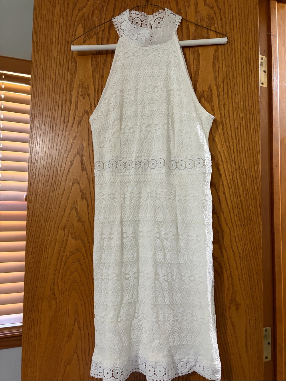 Ivory Lace Halter Mini Dress